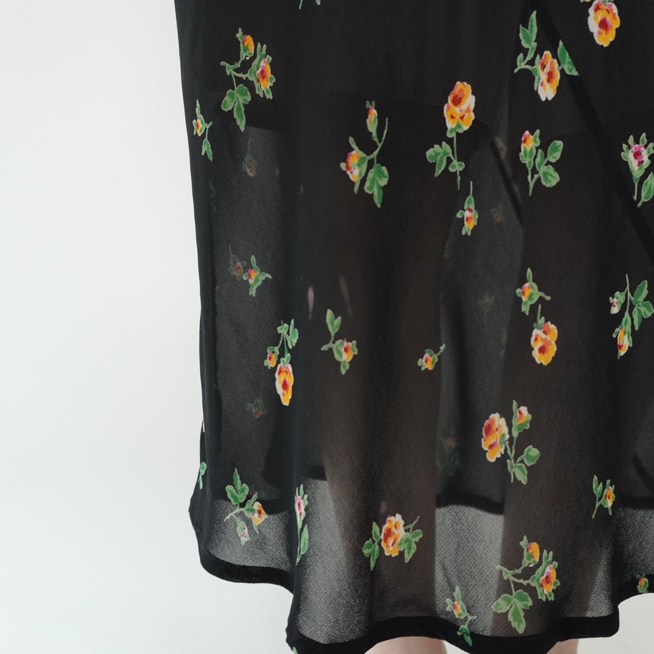 90s Floral Print Sheer Dress Made in Italy