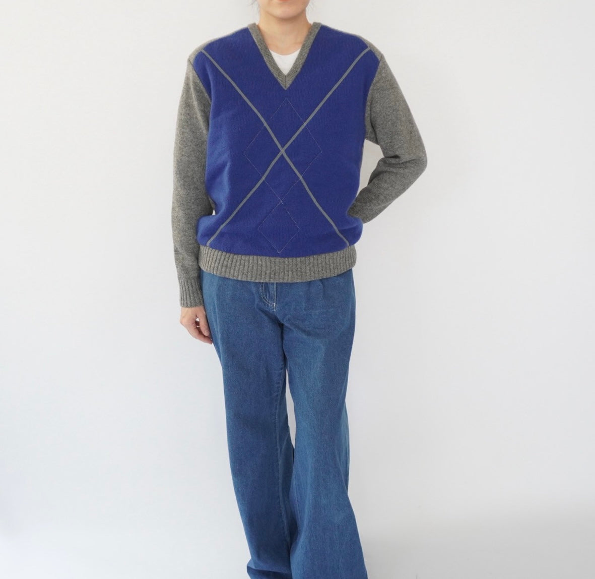 80s "PLAY BOY" Argyle Design Knit