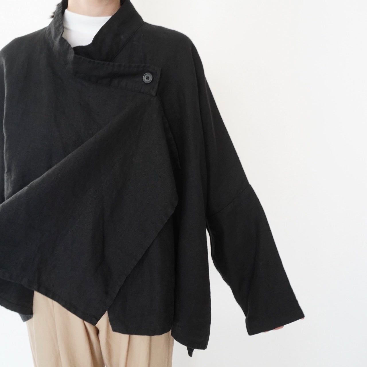 90s Black Linen Design Jakcet