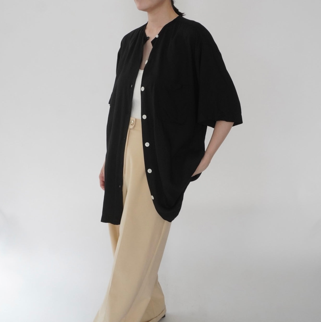 90s Black Long Blouse
