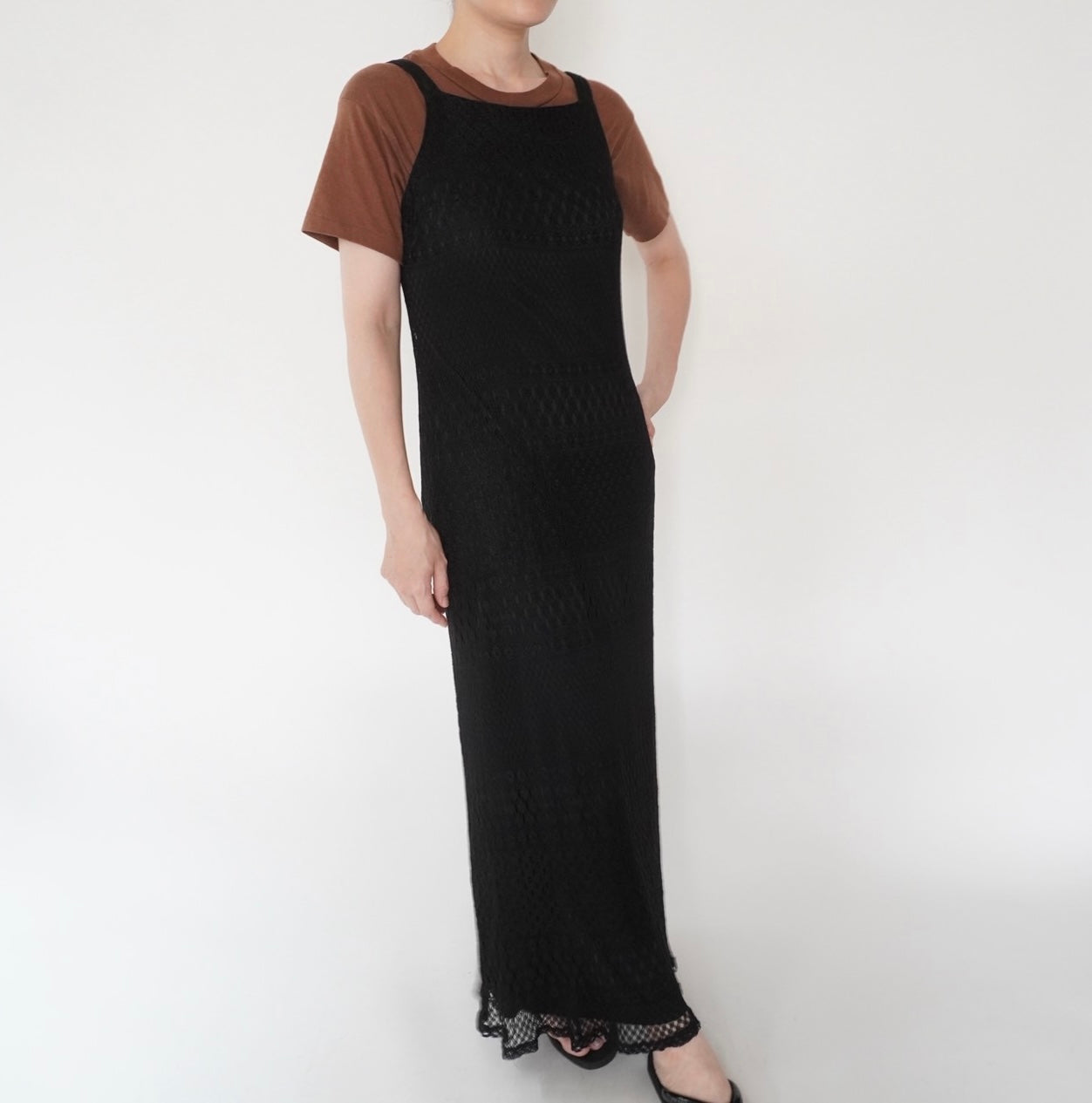 90s Lace Design Black Dress Made in USA