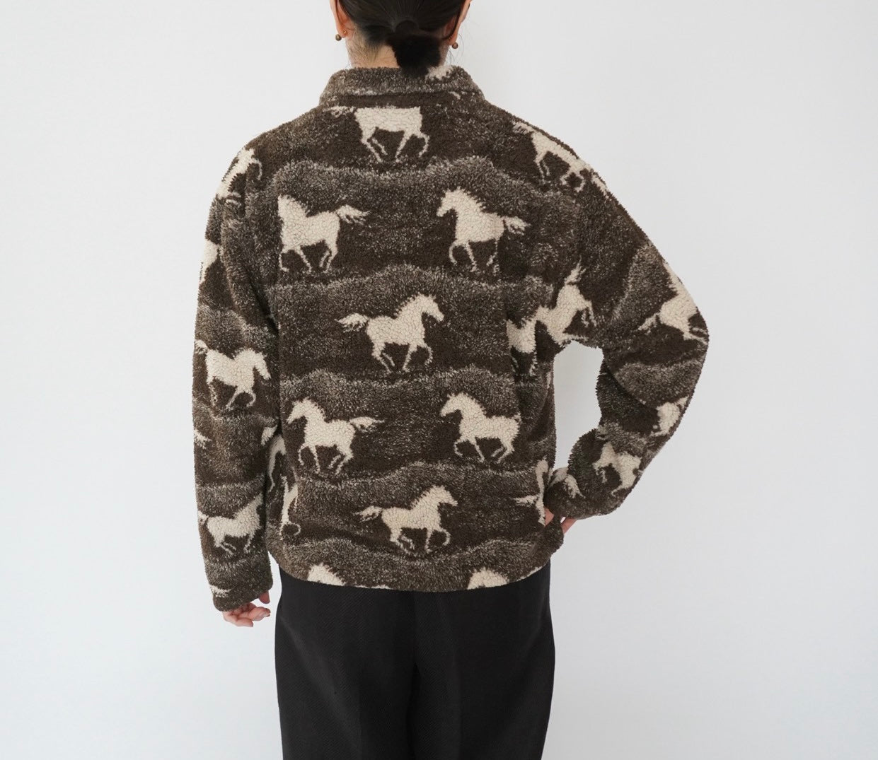 90s Horse Pattern Fleece Jacket