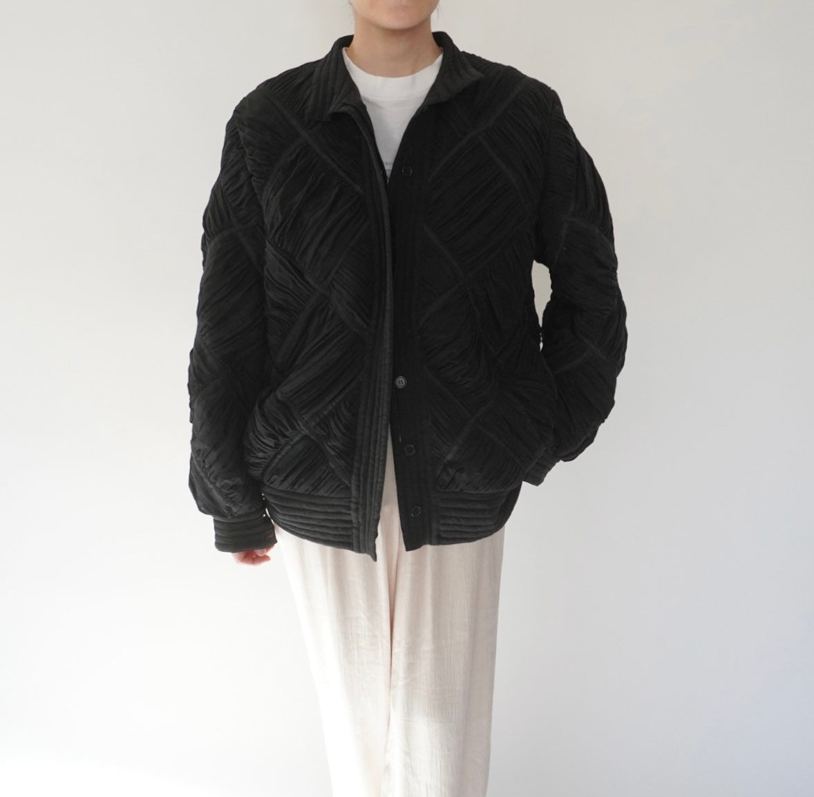 80s Silk Pleat Design Jacket