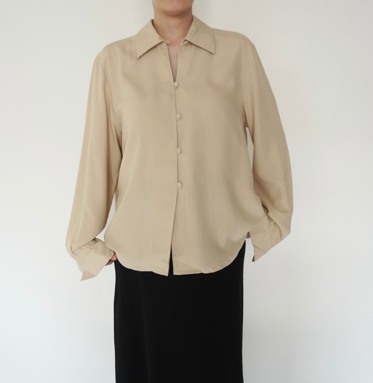 90s Beige Silk Shirt