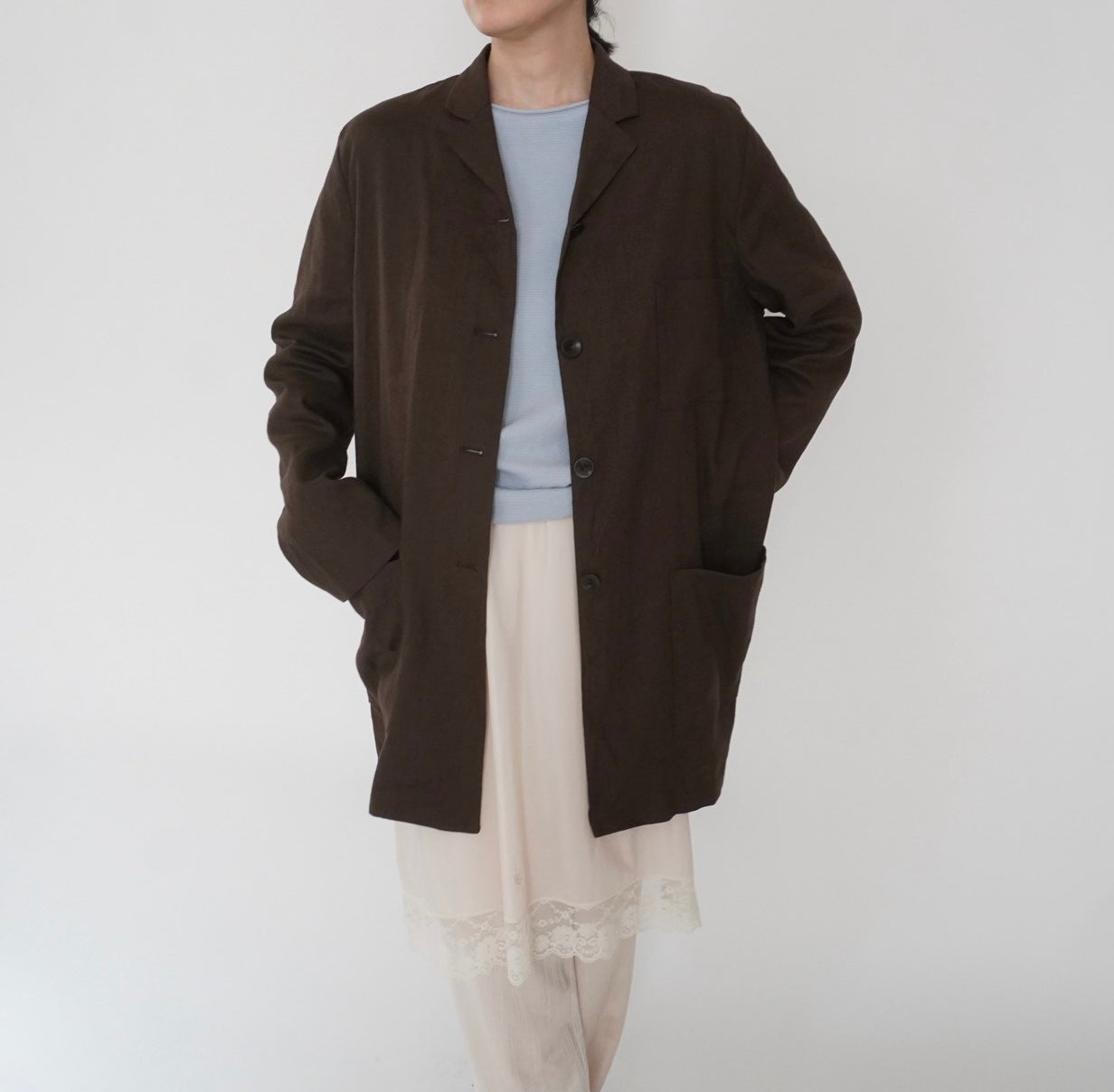 90s Linen Shirt Jacket