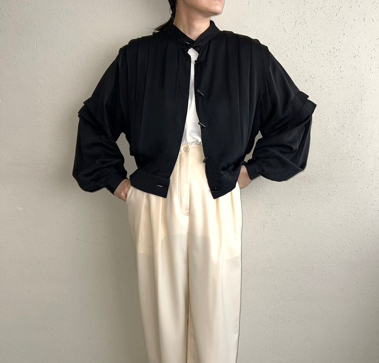 80s EURO Pleated Jacket Blouse