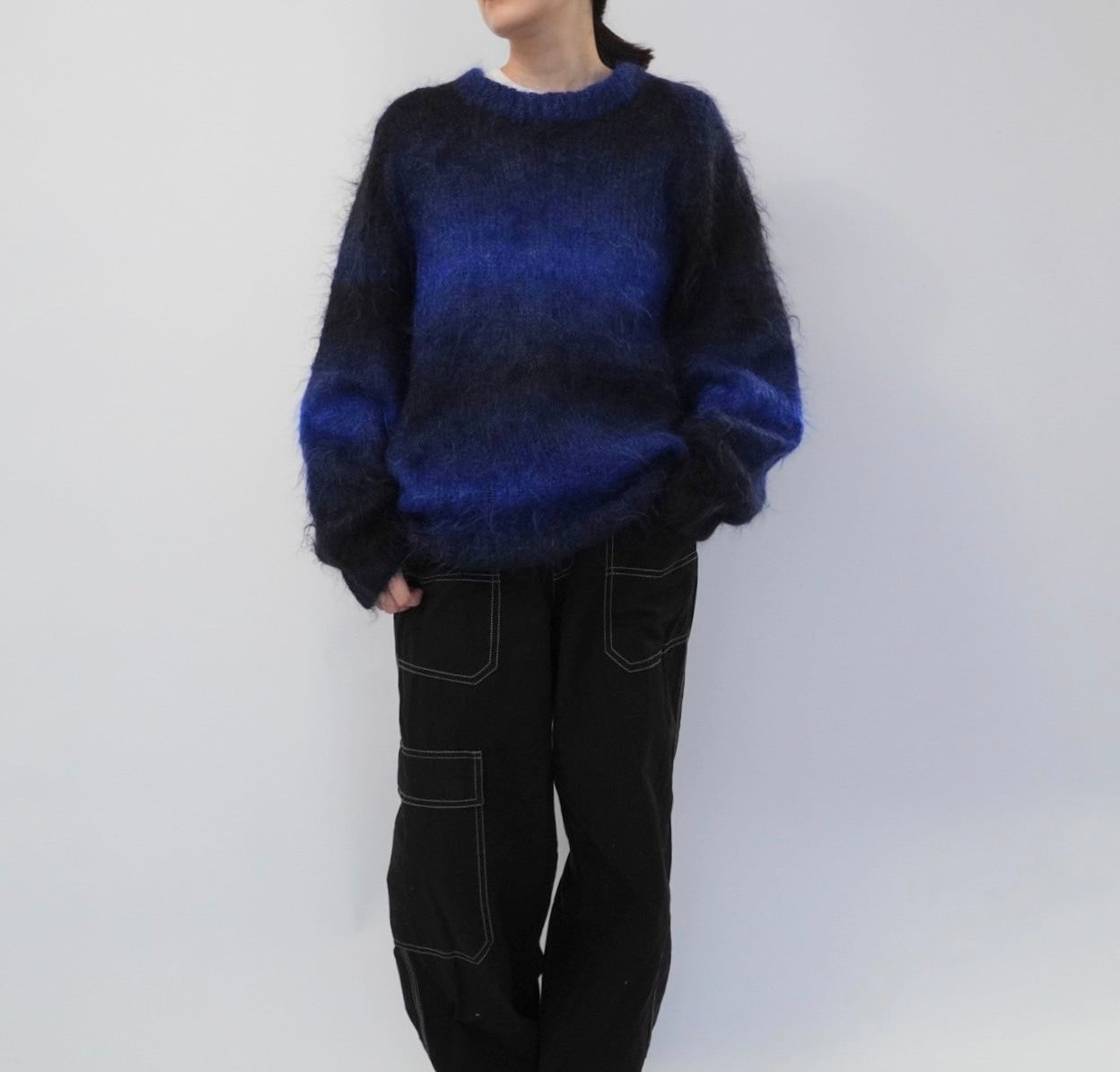 90s Black x Blue Mohair Knit