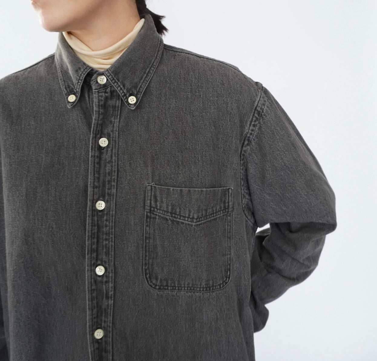 90s "J.CREW" Black Denim Shirt Made in USA