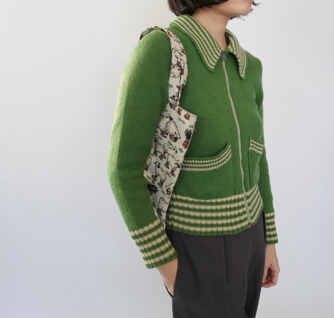 90s Sheep Pattern Tote Bag
