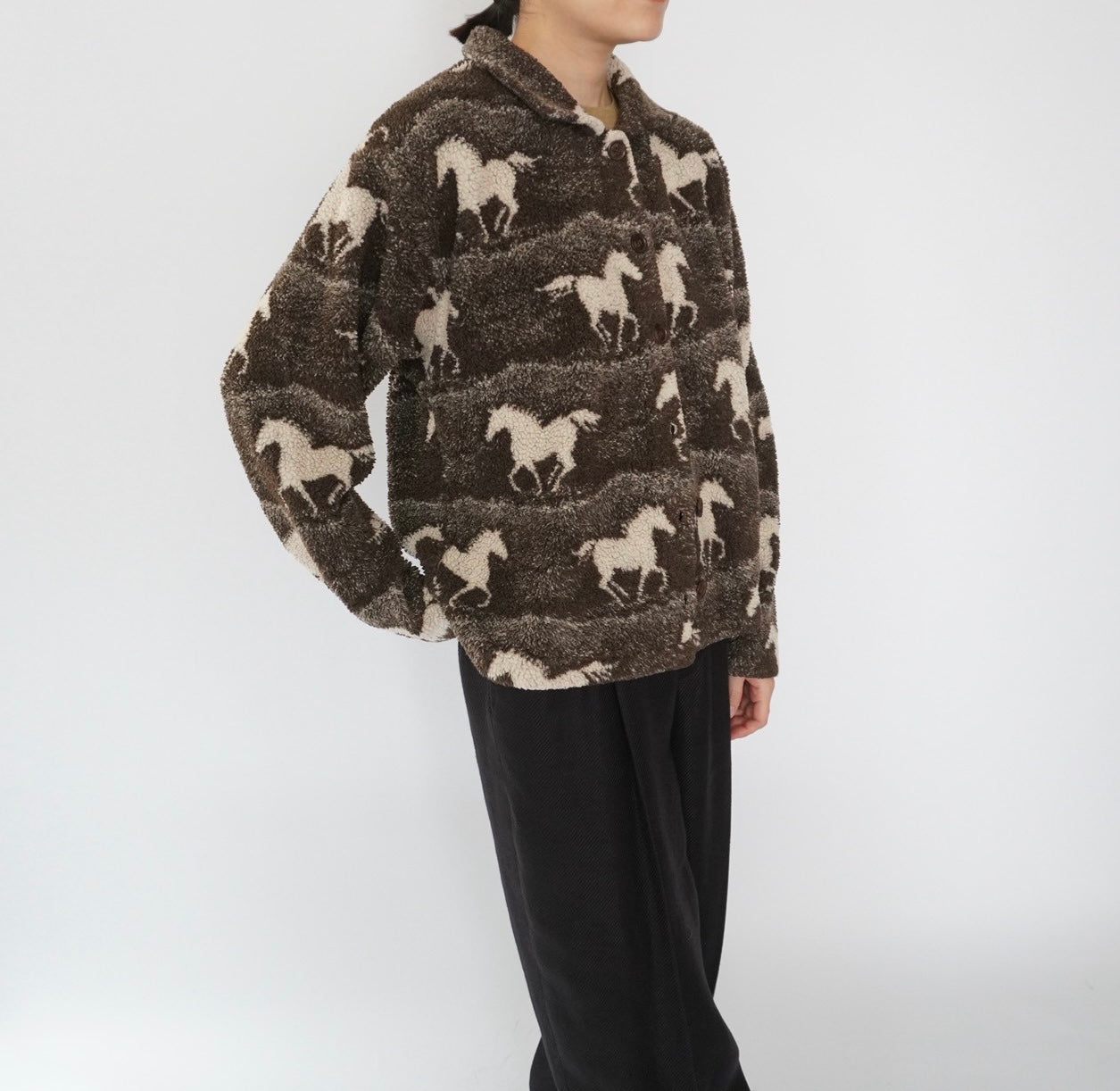 90s Horse Pattern Fleece Jacket