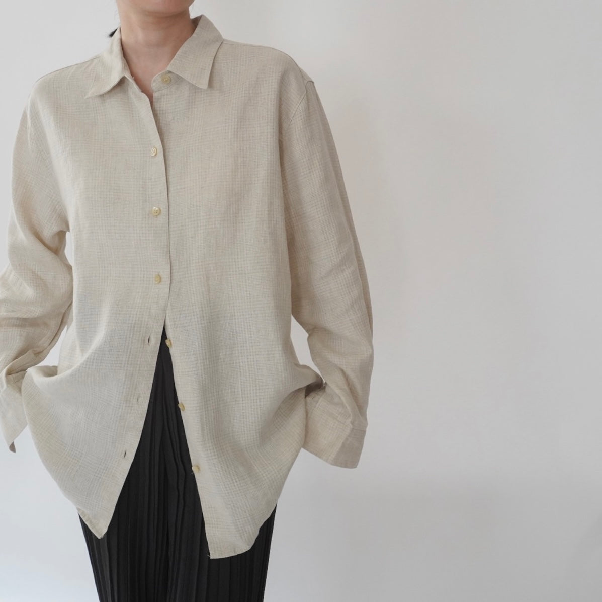 90s Beige Linen Shirt