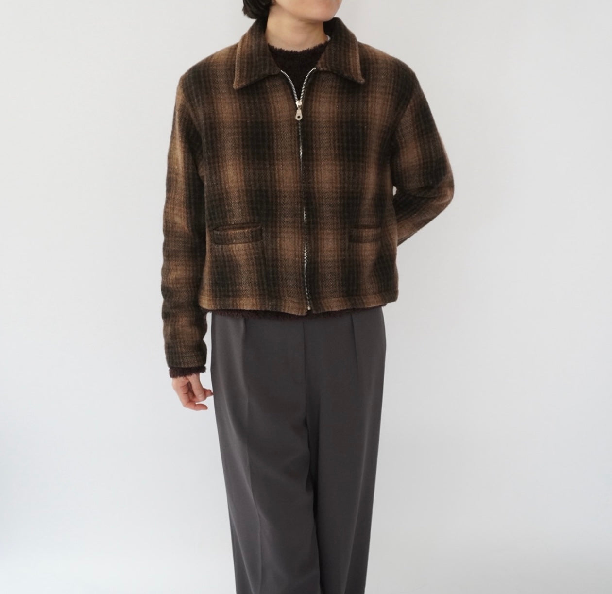 90s Wool Shadow Plaid Jacket