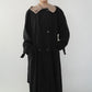 90s Black Design Maxi Coat