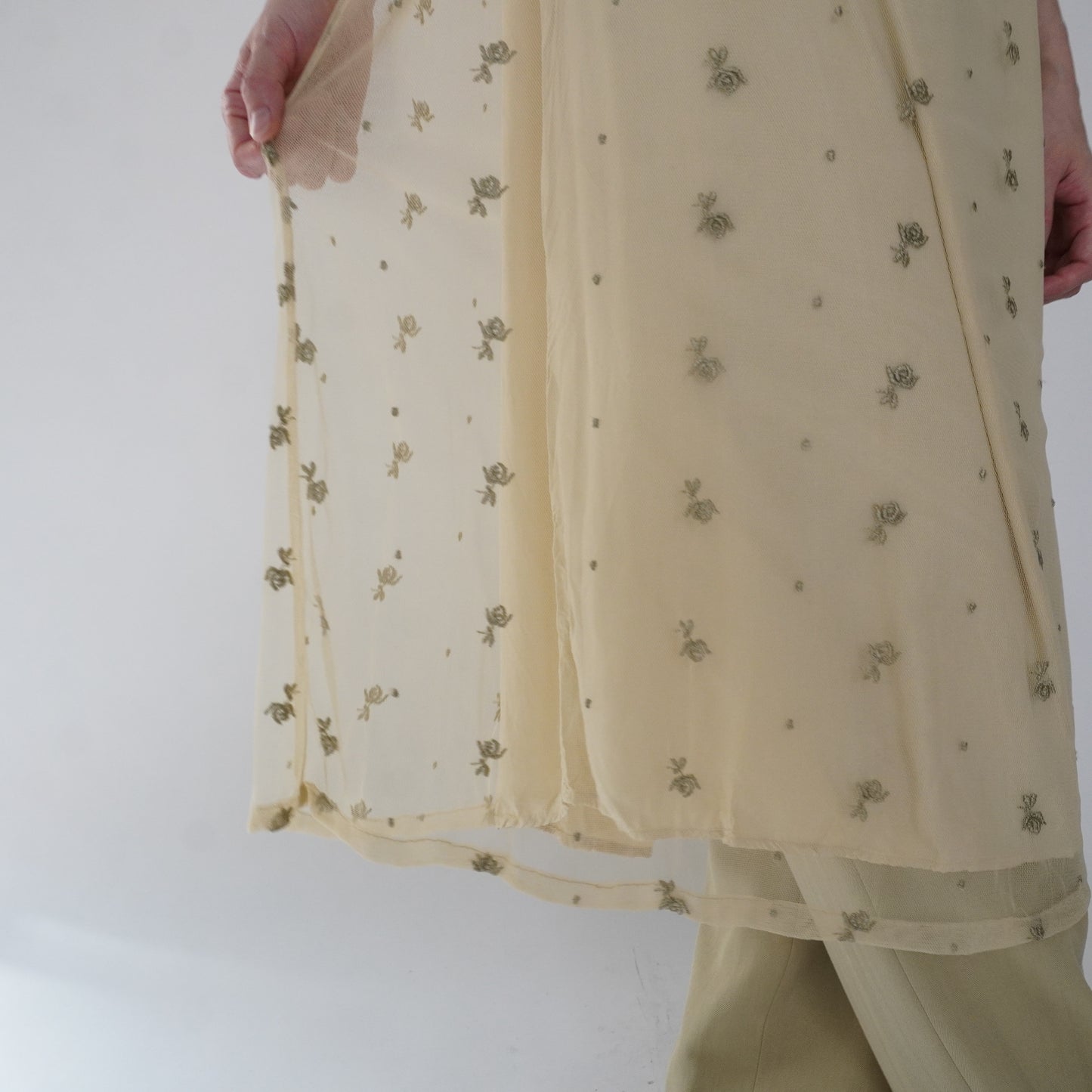 90s Embroidery Sheer Dress