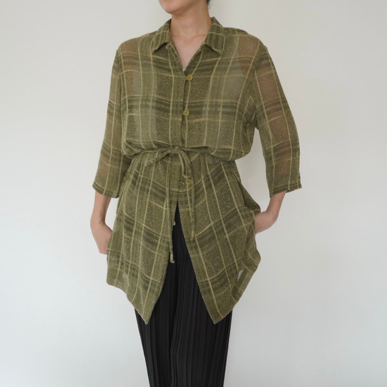 90s Plaid Long Shirt, Jacket