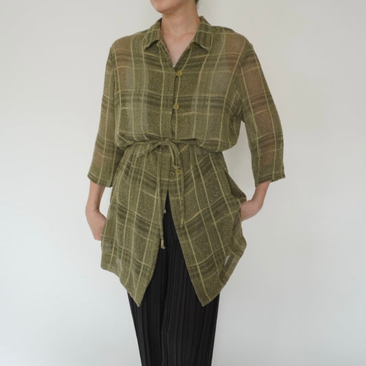90s Plaid Long Shirt, Jacket