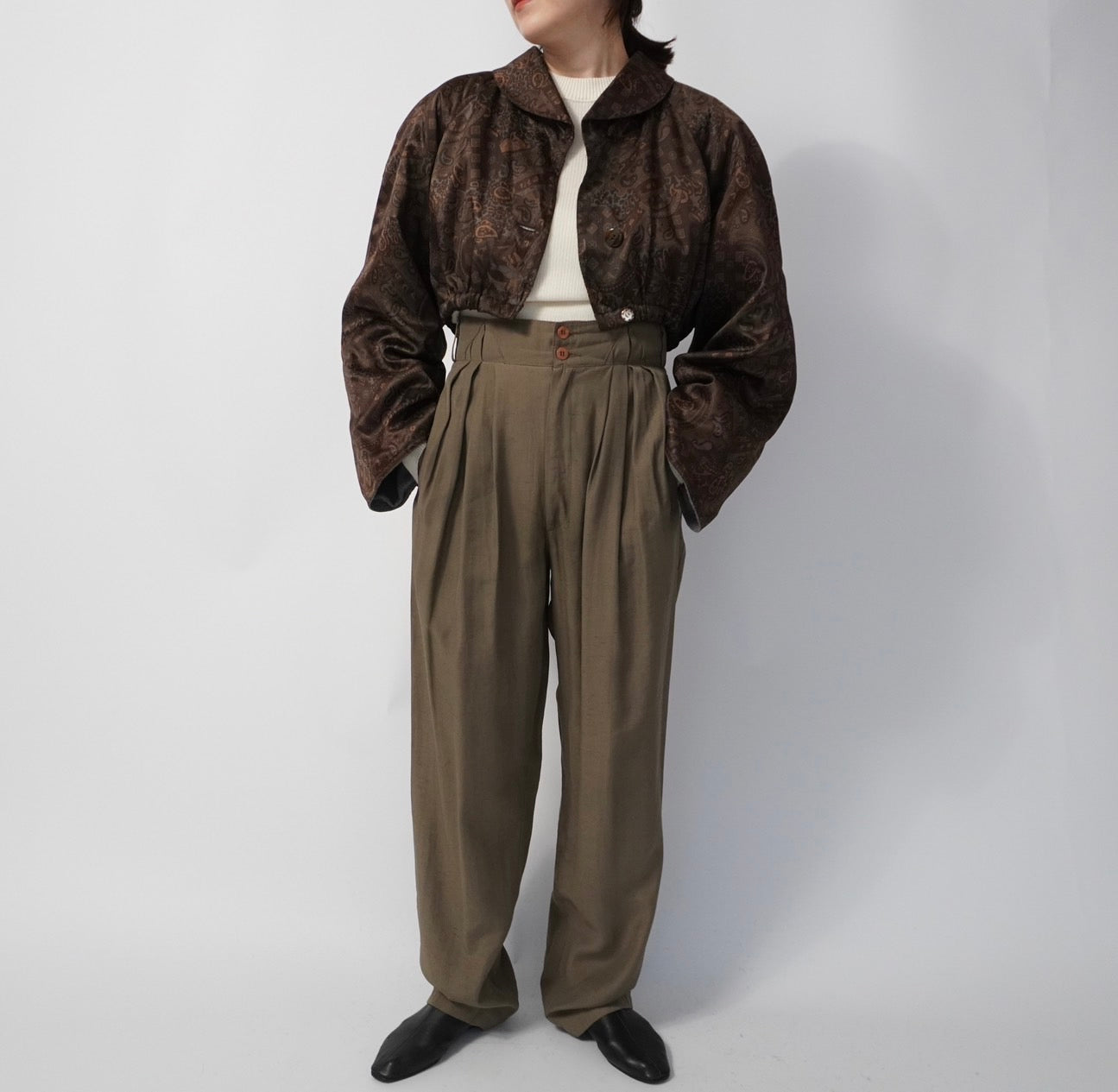 80s High Waisted Wide Pants Made in Italy