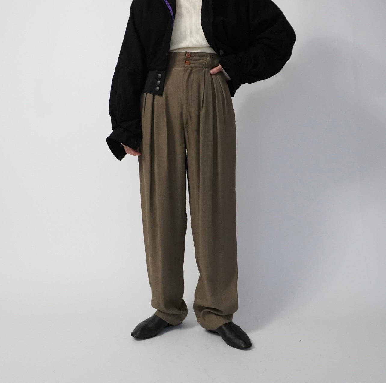 80s High Waisted Wide Pants Made in Italy