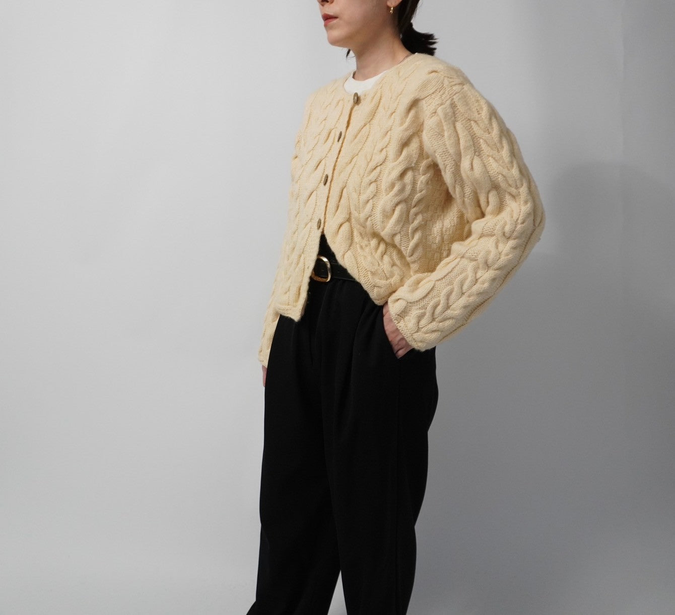 90s Wool Design Knit Cardigan Made in Ireland