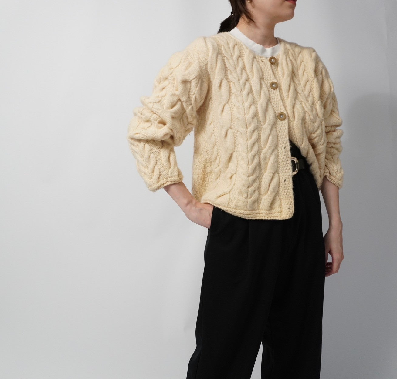 90s Wool Design Knit Cardigan Made in Ireland