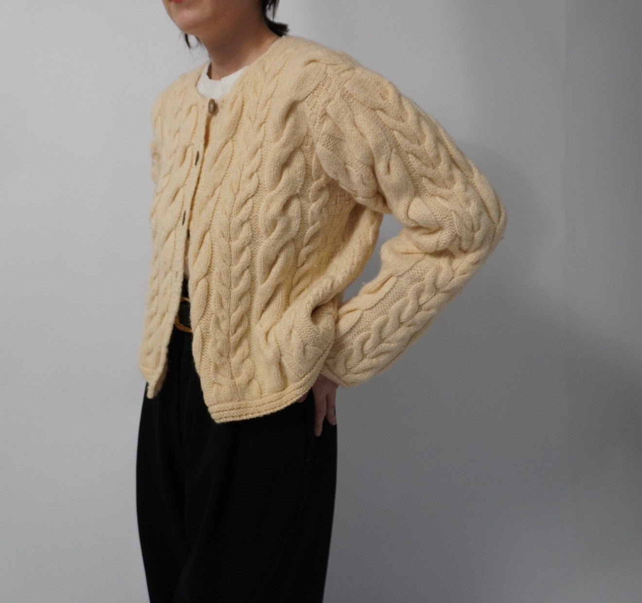 90s Wool Design Knit Cardigan Made in Ireland