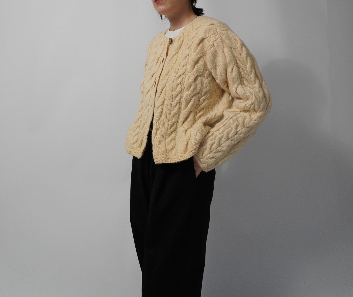 90s Wool Design Knit Cardigan Made in Ireland