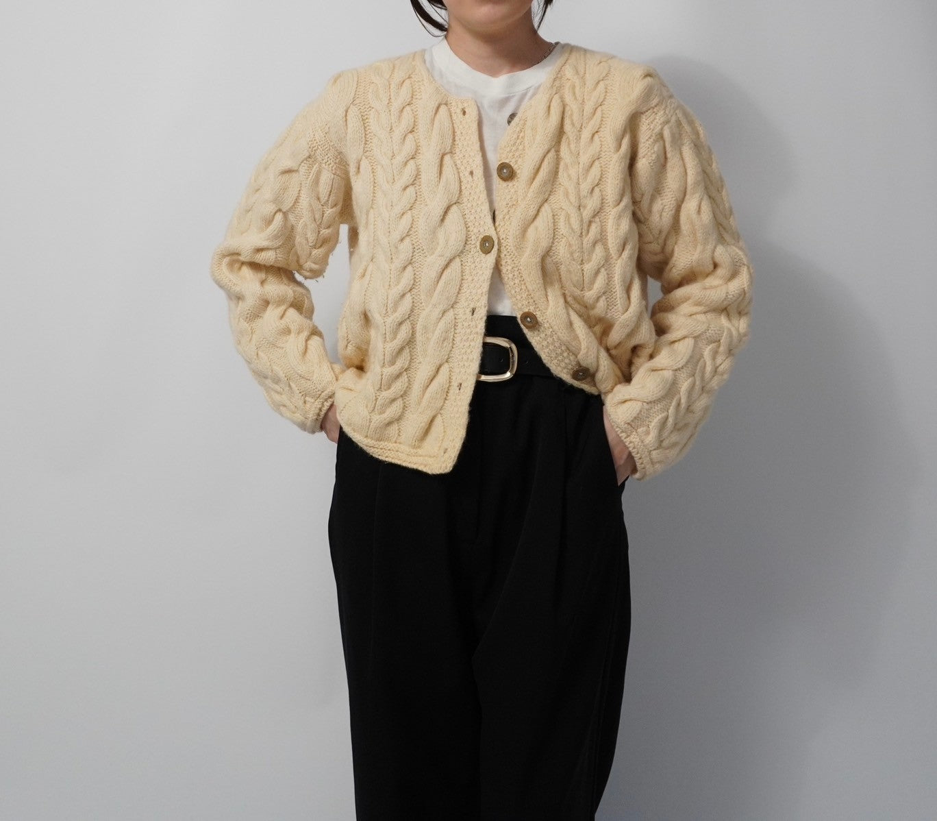 90s Wool Design Knit Cardigan Made in Ireland