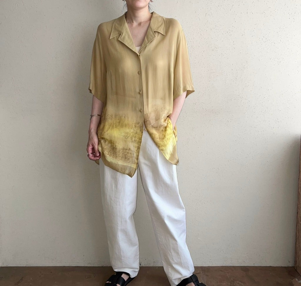 90s EURO  Sheer Printed Blouse