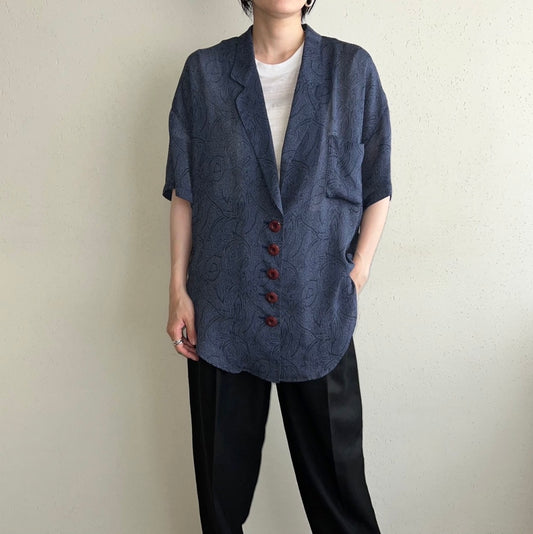 90s Sheer Printed Shirt Jacket