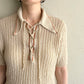 70s Lace Up Knit Top