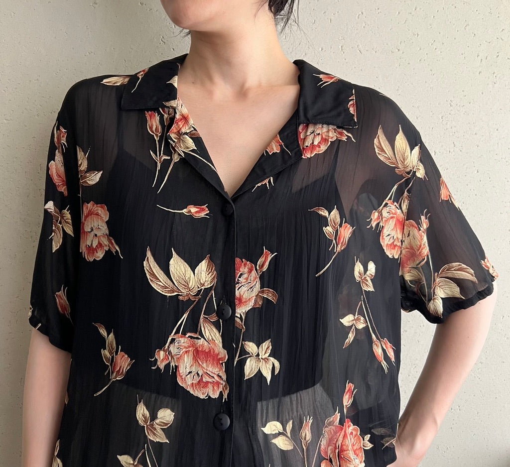 90s Sheer Printed Shirt Made in Iraly