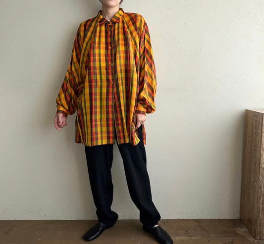 90s EURO Plaid Blouse