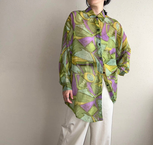 90s Sheer Printed Shirt