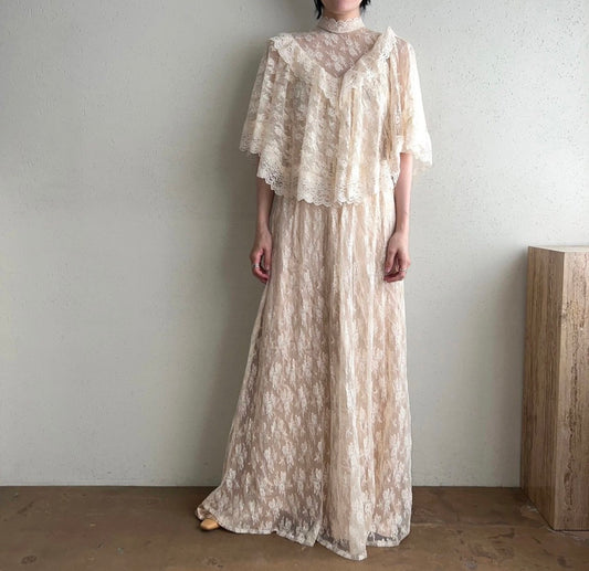 70s  Lace Sheer Dress