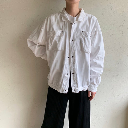 90s White Cotton Shirt Jacket