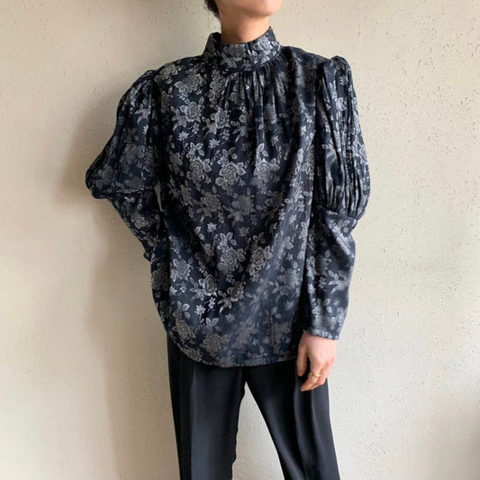 80s Pleated  Design Blouse