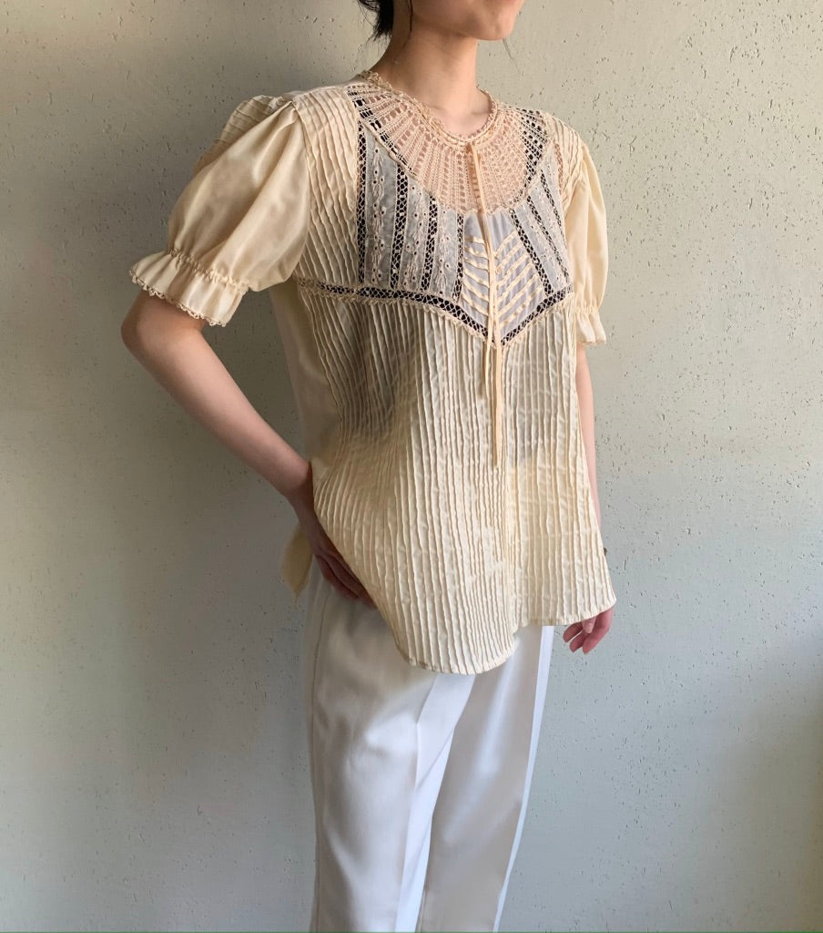 70s Lace Sheer Blouse