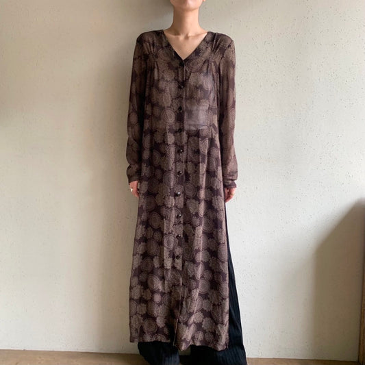 90s Printed Sheer Dress