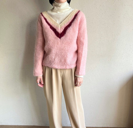 70s V-Neck  Design Knit