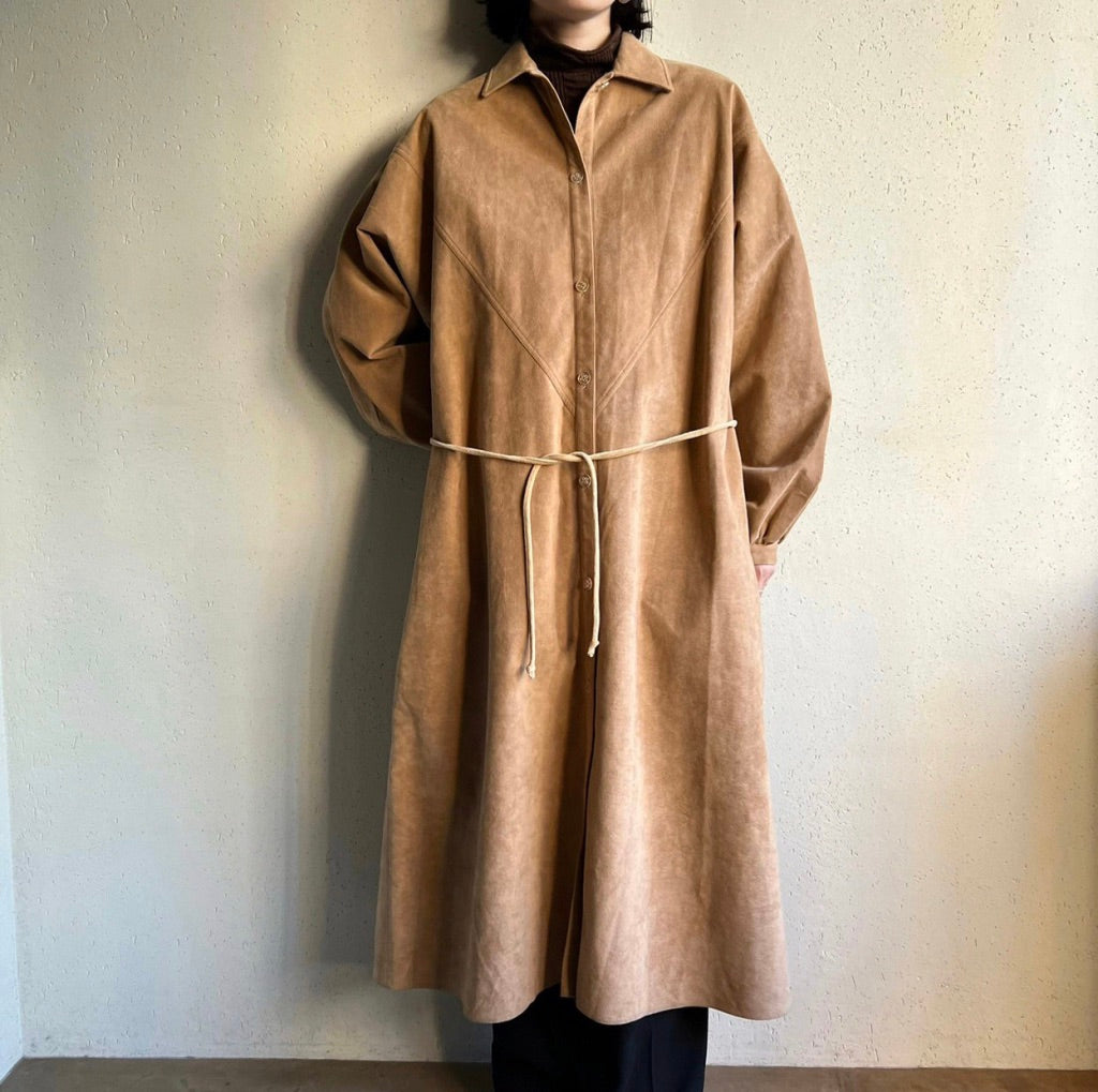 80s Faux Suede Dress Coat Made in USA