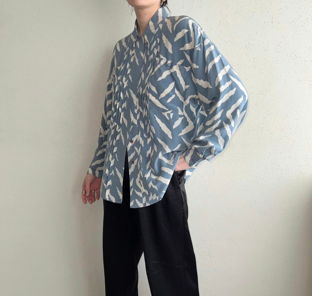 90s Pattern Silk Blouse