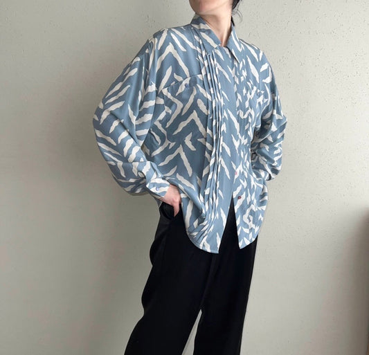90s Pattern Silk Blouse