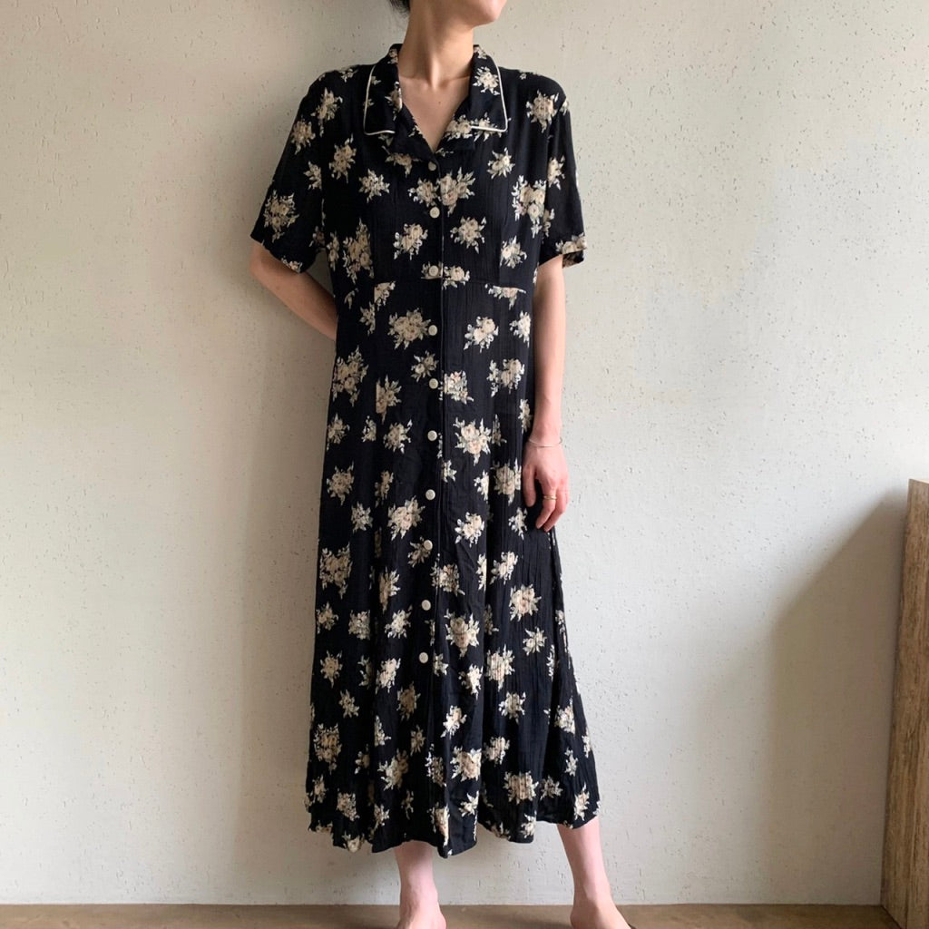 80s Printed Dress Made in USA