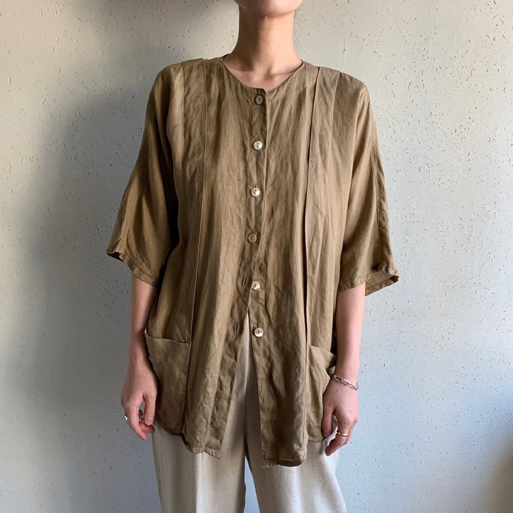 80s Linen Light Jacket Blouse Made in Italy