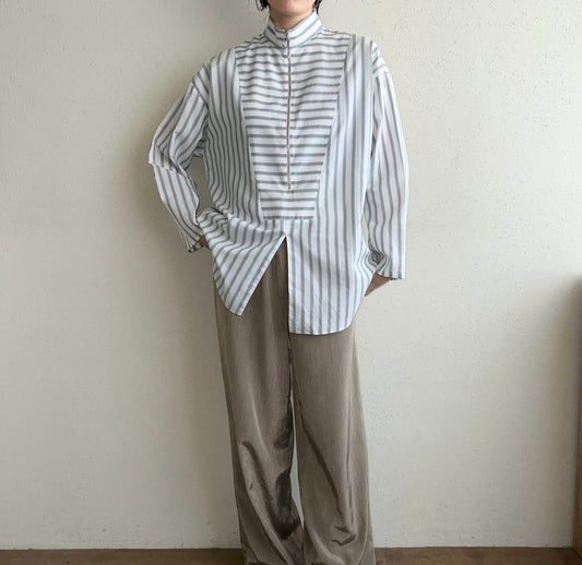 90s Striped Zipped Blouse