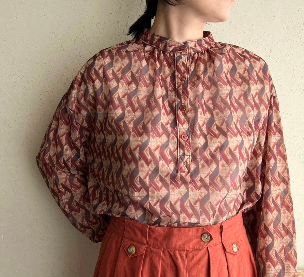 80s  Printed  Blouse