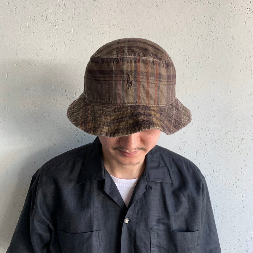 90s Ralph Lauren Plaid  Linen Hat