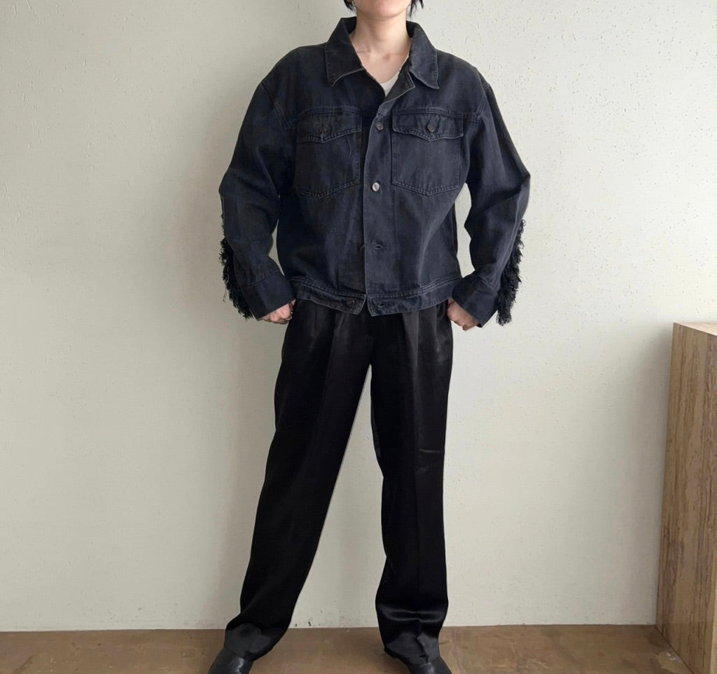 90s Fringe Black Denim Jacket