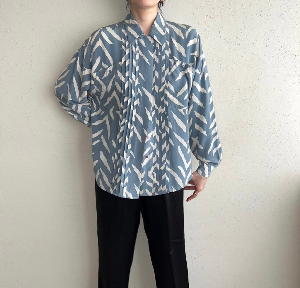 90s Pattern Silk Blouse