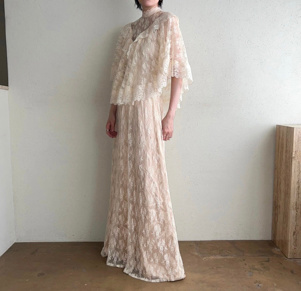 70s  Lace Sheer Dress
